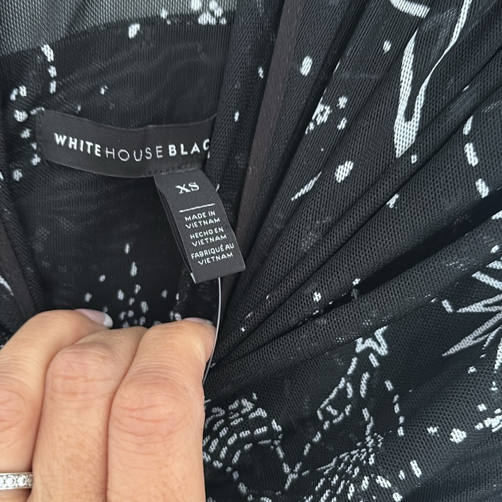White House Black Market Black Starry Long Sleeve Dress - Picture 3 of 3